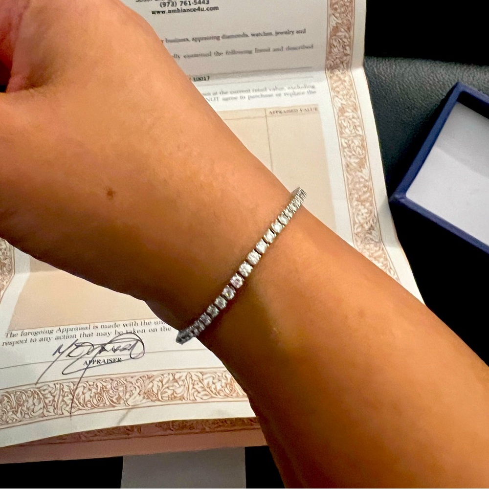 Triple Lock 14kt White Gold Tennis Bracelet